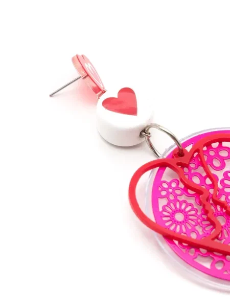 Cercei Amir Slama cu motiv cu inimi roșu