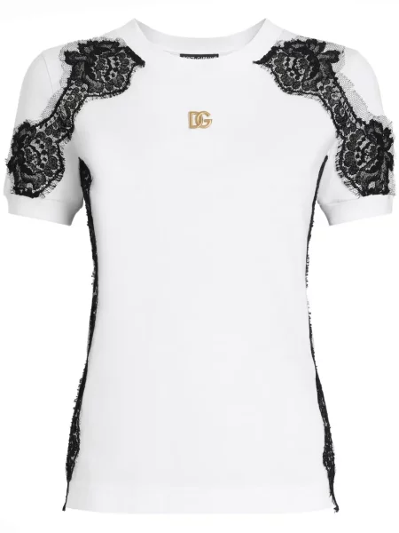 Tricou Dolce & Gabbana din dantelă alb