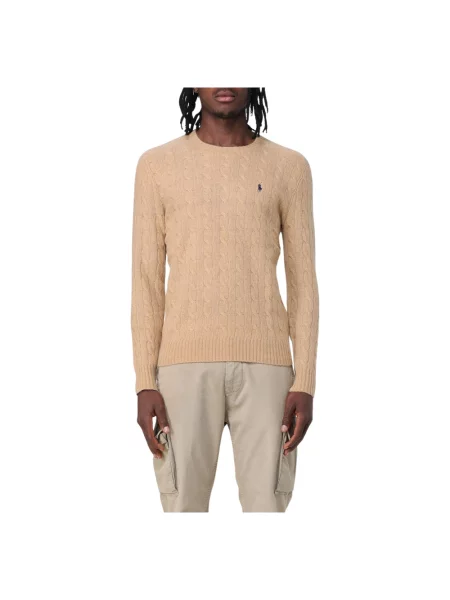 Sweter z dzianiny o kroju regular fit z mieszanki wełny i kaszmiru Ralph Lauren beżowy