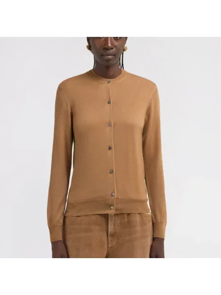 Sweter Roberto Cavalli z logo brązowy