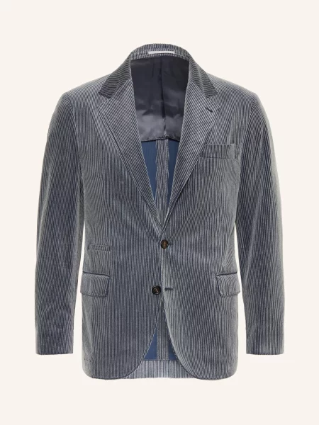 Brunello Cucinelli Kordové Sako Slim Fit černošedá