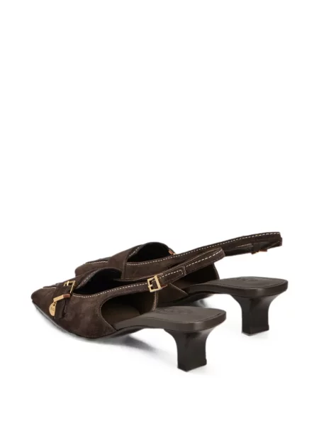 Pantofi cu toc Tod's din piele de căprioară slingback maro