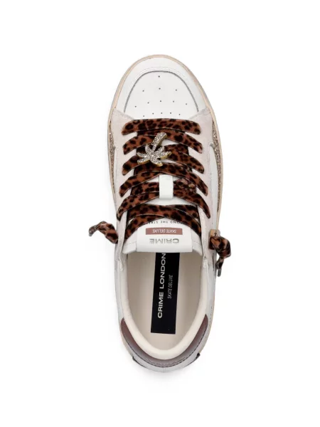 Sneakerși Crime London cu imagine cu model leopard alb