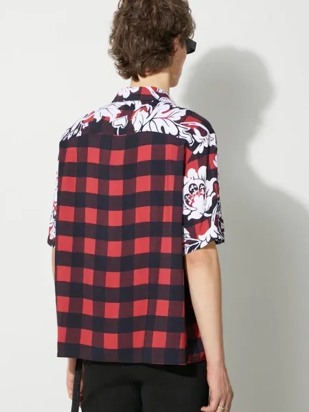 Сорочка Neil Barett LOOSE HAWAIIAN CHECK WITH BOLTS relaxed червоний