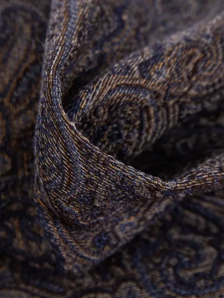 Fular Etro cu franjuri cu model paisley gri