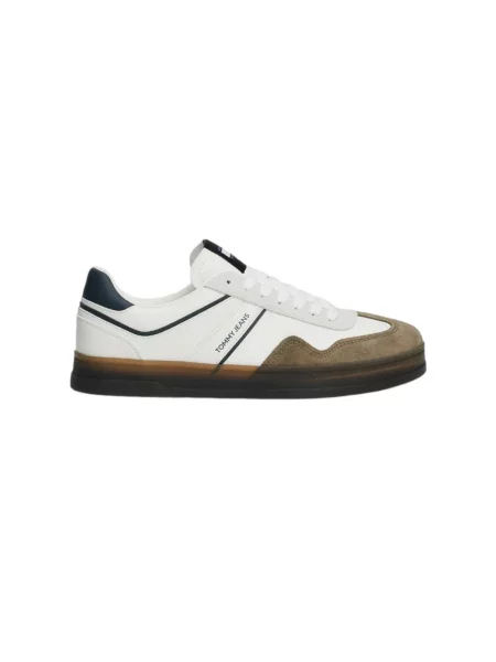 Sneakersy Tommy Jeans skórzane retro beżowe