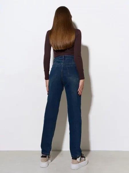 Джинси мом ISSA Plus синій