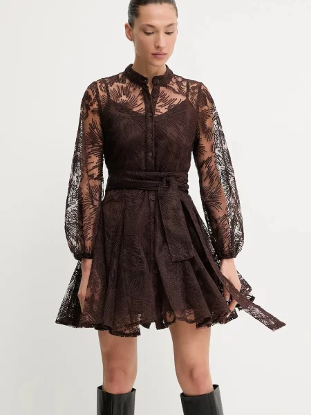 Рокля Answear.LAB къса разкроена кафяво