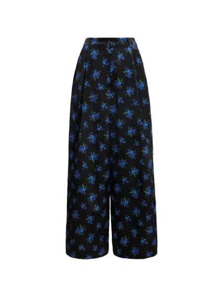 Pantaloni palazzo Essentiel Antwerp cu model floral cu imagine negru