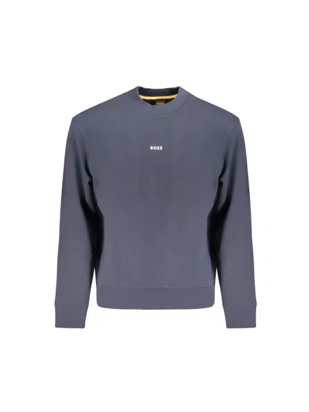 Bluza z kapturem Hugo Boss z kapturem frotte z dekoltem w kształcie litery U niebieska
