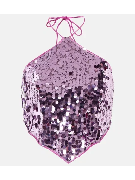 Top Osã©ree o krotszym kroju z dekoltem halter fioletowy