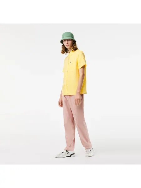 Lacoste Koszula Button-Down Z Krótkim Rękawem Regular Fit żółta