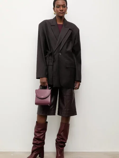 Sako s primjesom vune Answear.LAB jednoredno zakopčavanje bez uzorka smeđa