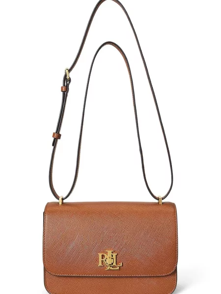 Kožená kabelka Lauren Ralph Lauren hnědá