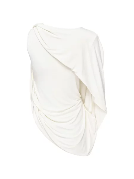 Top Alexander Wang asimetric drapat alb