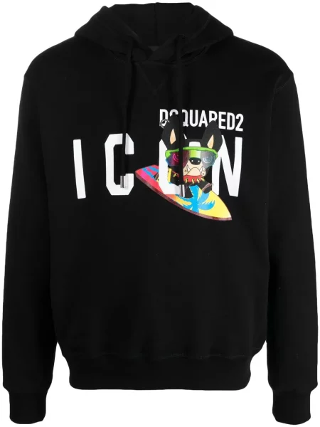 Hanorac cu glugă Dsquared2 cu imagine negru