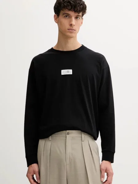 Футболка Mm6 с аппликацией черная