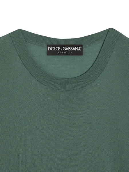 Pulover Dolce & Gabbana cu decolteu rotund lung verde