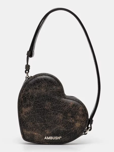 Чанта AMBUSH Crackle Heart Shoulder Bag черно