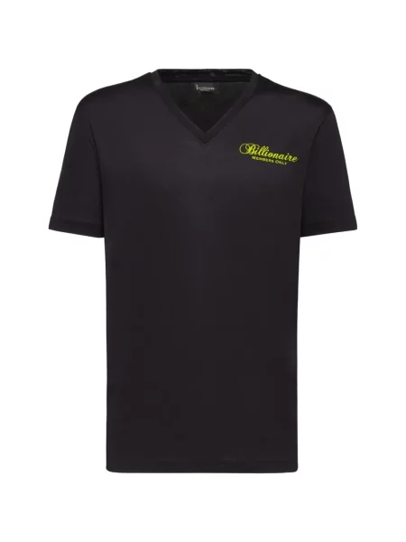 Tricou Billionaire cu broderie cu decolteu în V negru