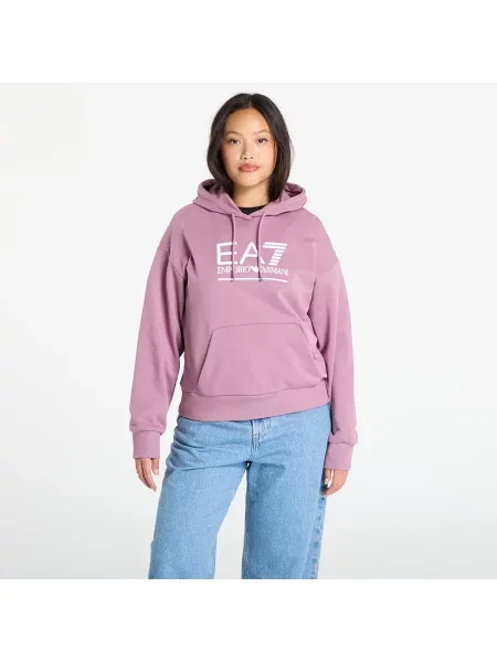 Суичър с качулка Ea7 Emporio Armani с качулка с апликация розово