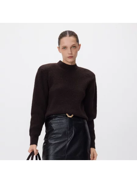 Reserved Svetr s příměsí vlny tmavě hnědá