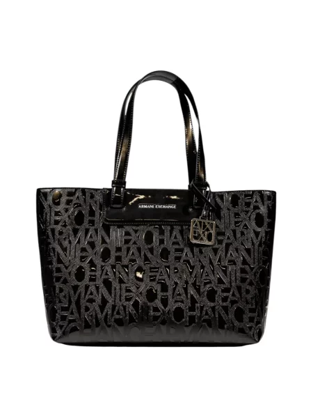 Torebka Armani Exchange z autografem biznesowa czarna