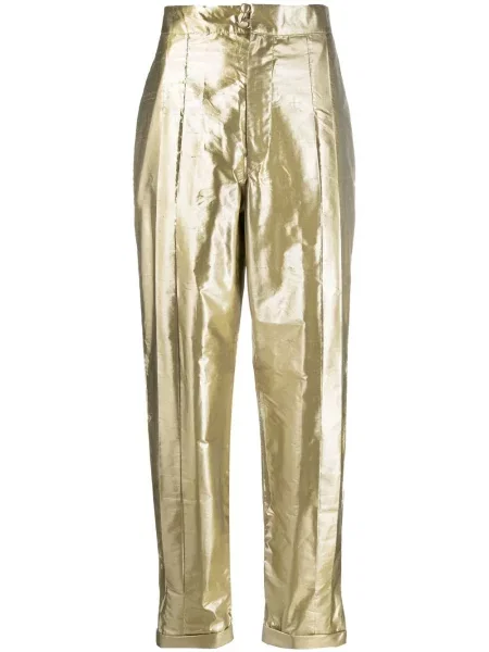 Pantaloni Lukhanyo Mdingi de mătase galben