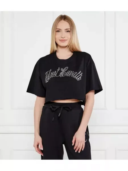 Just Cavalli Tricou | Cropped Fit negru