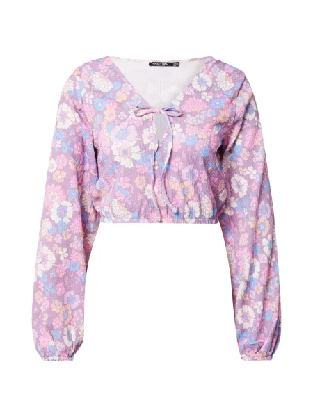 Nasty Gal Blúz világoskék / lila / narancs fehér