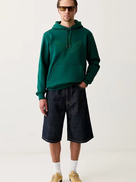 Adidas Originals mikina s kapucňou pánska s bavlnou MONOGRAM HD zelená