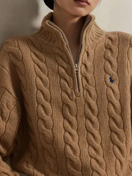 Polo Ralph Lauren пуловер дамски от вълна бежово