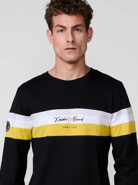 KOROSHI Tricou galben / negru alb
