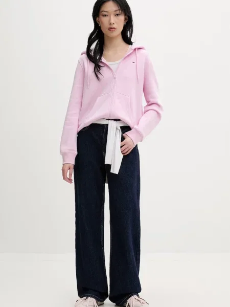 Tommy Jeans jopica z bombažem roza