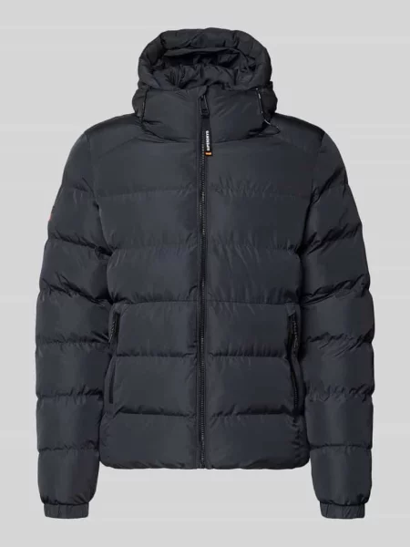 Kurtka pikowana z wyhaftowanym logo i kapturem Superdry