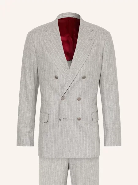 Brunello Cucinelli Oblek Slim Fit světle šedá bílá