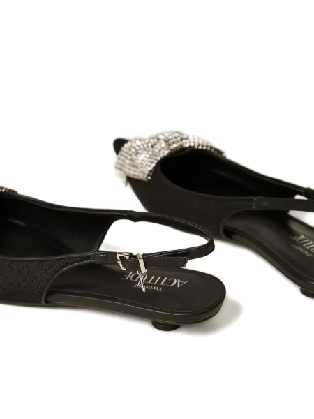 Pantofi cu toc Twinset cu funde slingback negru