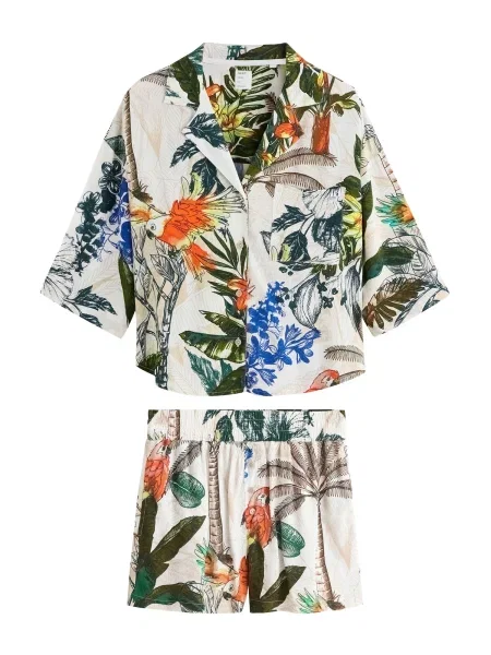 Next Pantaloni scurți ecru / maro portocaliu verde