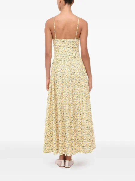 Rochie midi Staud cu model floral cu imagine până la genunchi galben