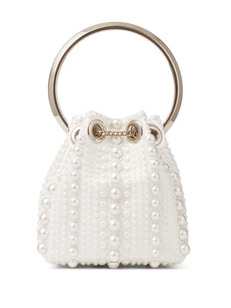 Mini rankinė Jimmy Choo su perlais balta