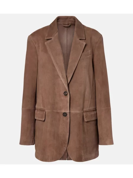 Sacou Brunello Cucinelli din piele de căprioară maro
