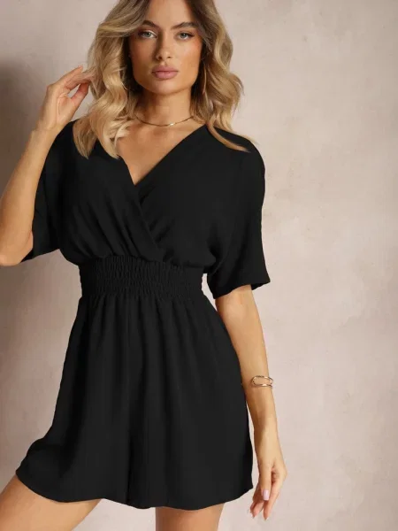 Kombinezon Kopertowy z Gumką w Pasie Fandrea czarny