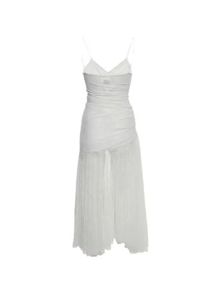 Rochie midi 424 din dantelă drapată alb