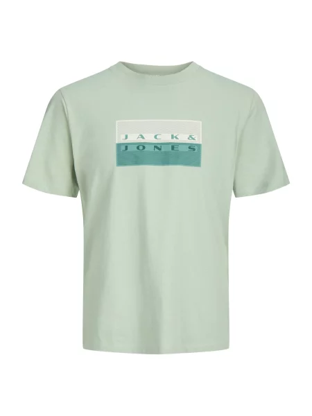 Jack & Jones Plus Majica JCOFUSION kremna / pastelno / temno zelena