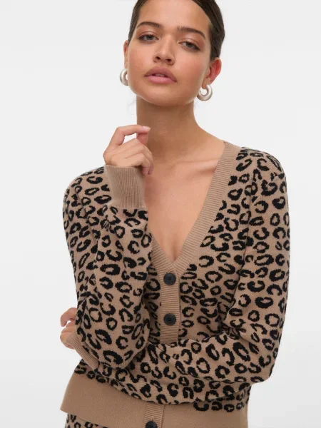 VERO MODA Pletena jopa VMNANCY kamela / brokat
