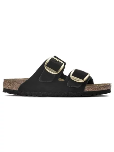 Klapki Birkenstock skórzane na sprzączkę czarne