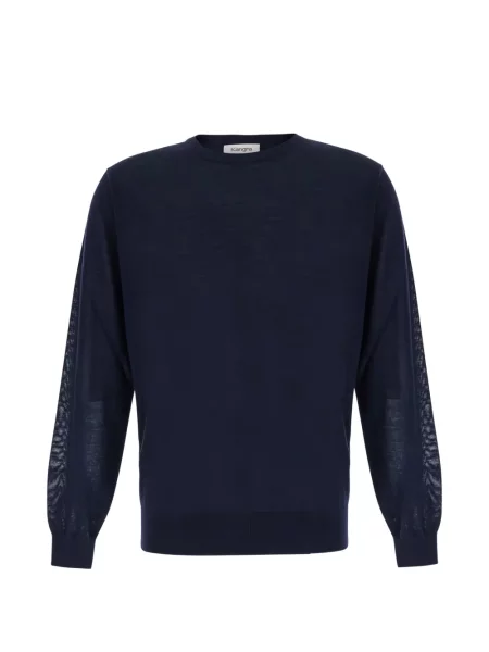 Lung tricou Kangra din lână merinos albastru