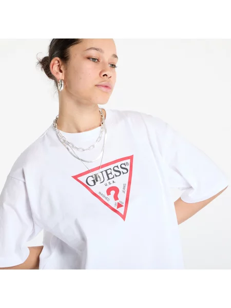 Тениска Guess JEANS Oversized Iconic Tee Pure White S бяло