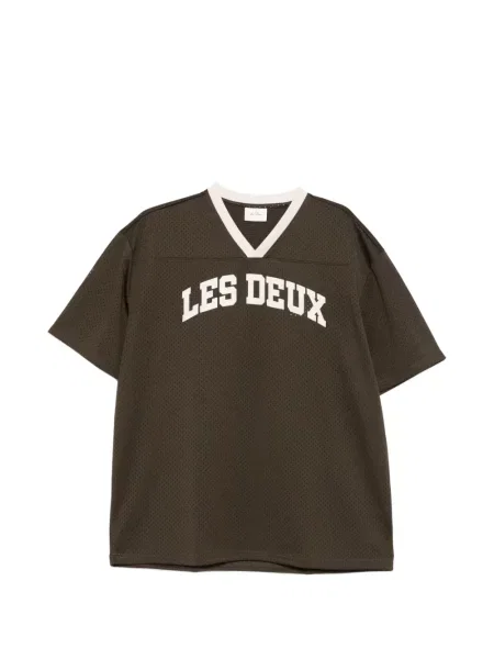 Tricou Les Deux cu decolteu în V cu perforații maro