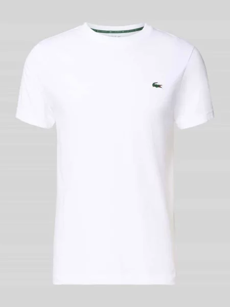 Regular Fit T-shirt z mieszanki bawełny Lacoste Sport biała